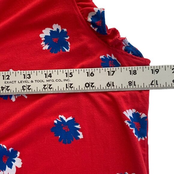 Draper James Red Blue Floral Print Cap Sleeve Pullover Blouse Women’s Size Small - Picture 9 of 11